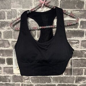 NWT Marika seamless sports bra black ribbed mesh back